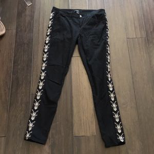 Native American Print Embroidered Pants